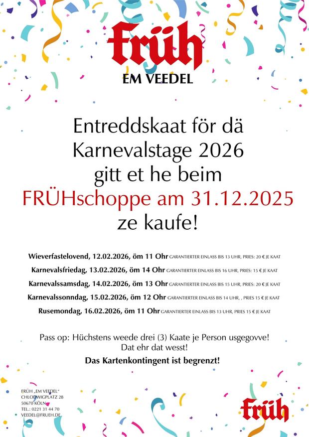 Bild Kartenvorverkauf - JECK EM VEEDEL